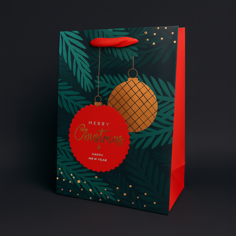 Lote de 12 bolsas de regalo de navidad rojas y verdes, 4 modelos surtidos