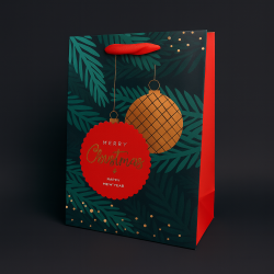 Lote de 12 bolsas de regalo de navidad rojas y verdes - 18x8x24 cm