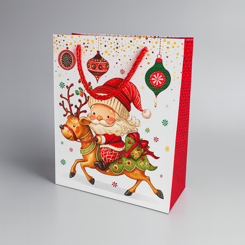 Lote de 12 bolsas de regalo de Navidad en rojo y blanco