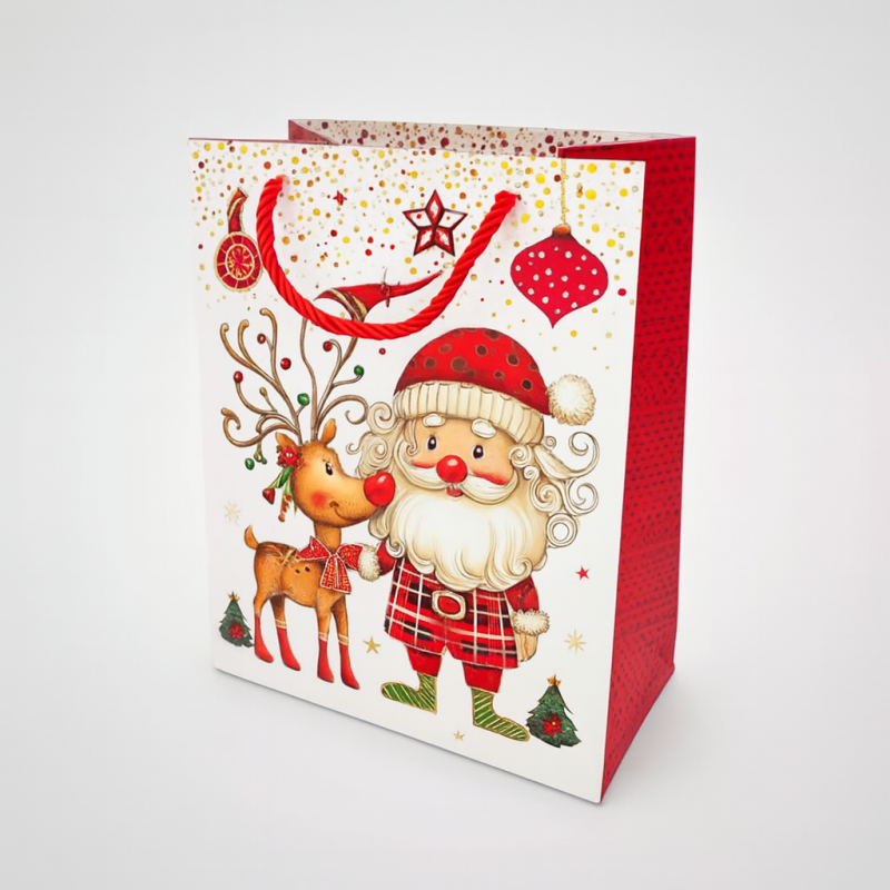 Lote de 12 bolsas de regalo de Navidad en rojo y blanco