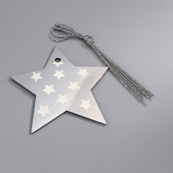 24 etiquetas de navidad de cartón con forma de estrella plateada brillante