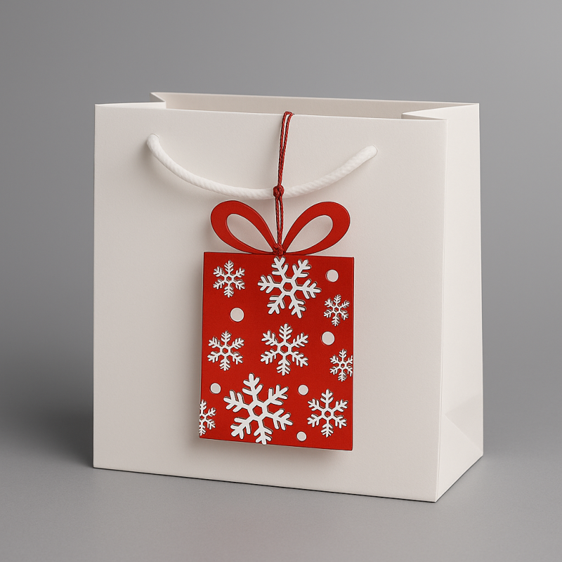 24 etiquetas de navidad de cartón con forma de regalo rojo brillante