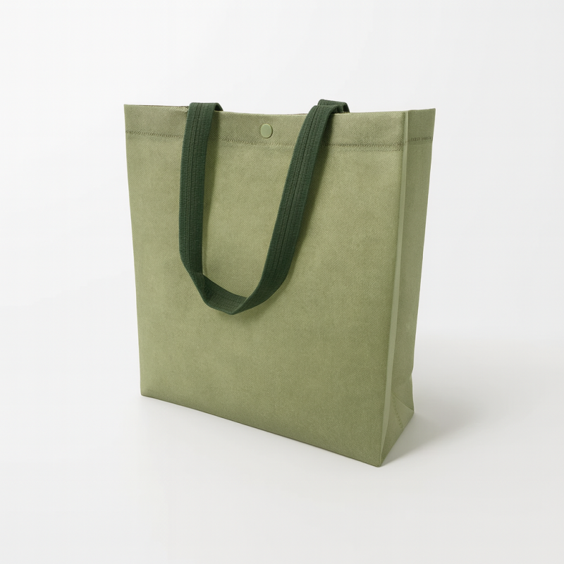 12 bolsas de tela no tejida con asas de 32,5 x 33,5 x 10 cm - Verde salvia