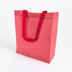12 bolsas de la compra grandes de TNT con asas 43,5 x 41 x 12 cm - Rosa palo