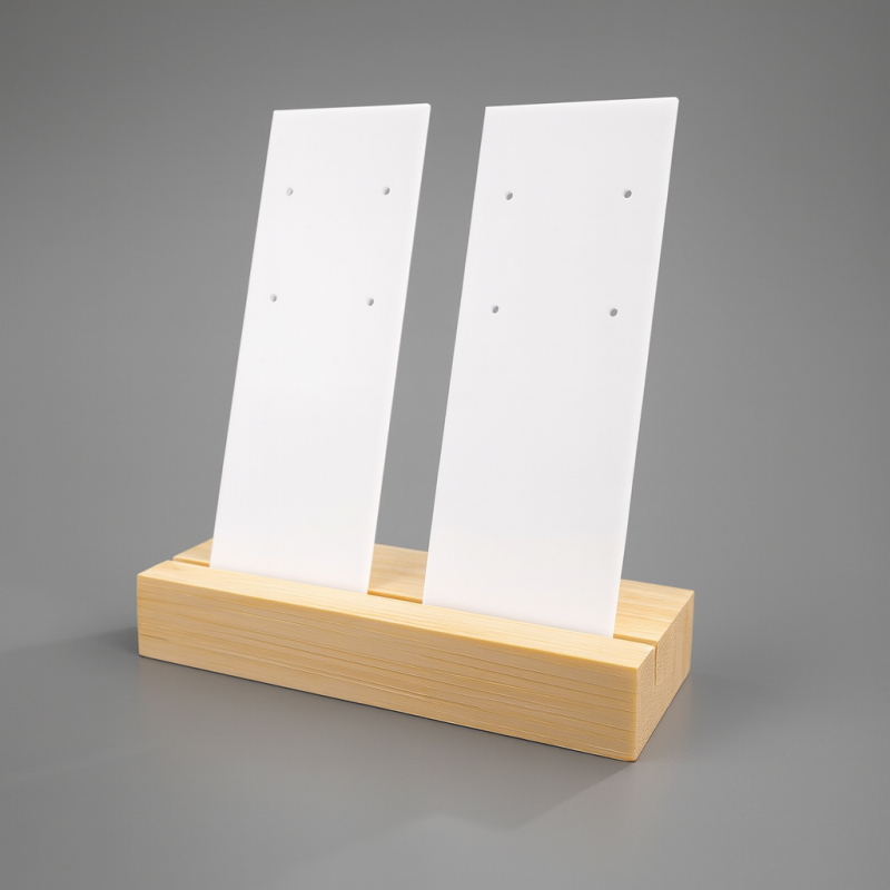 Soporte para pendientes de metacrilato rectangular - Blanco