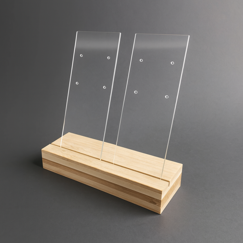 Soporte para pendientes de metacrilato de forma rectangular - Transparente