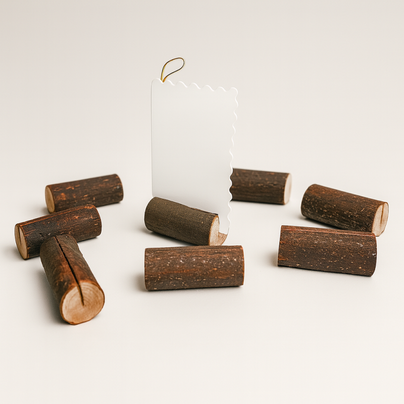 10 soportes horizontales para tarjetas de visita de madera natural