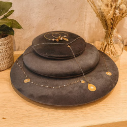 Lote de 3 volúmenes decorativos de terciopelo gris antracita