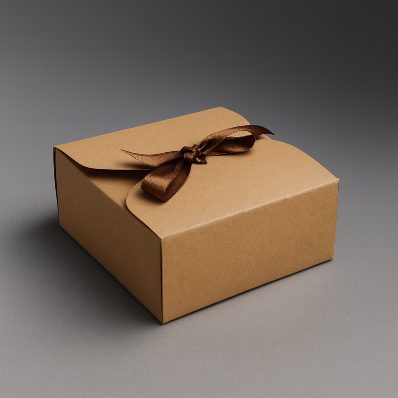 Lote de 12 cajas plegables de cartón kraft natural de 14 x 14 x 5 cm