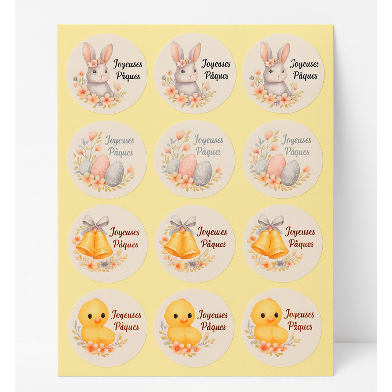 120 etiquetas redondas para regalos de 3 cm - Feliz Pascua
