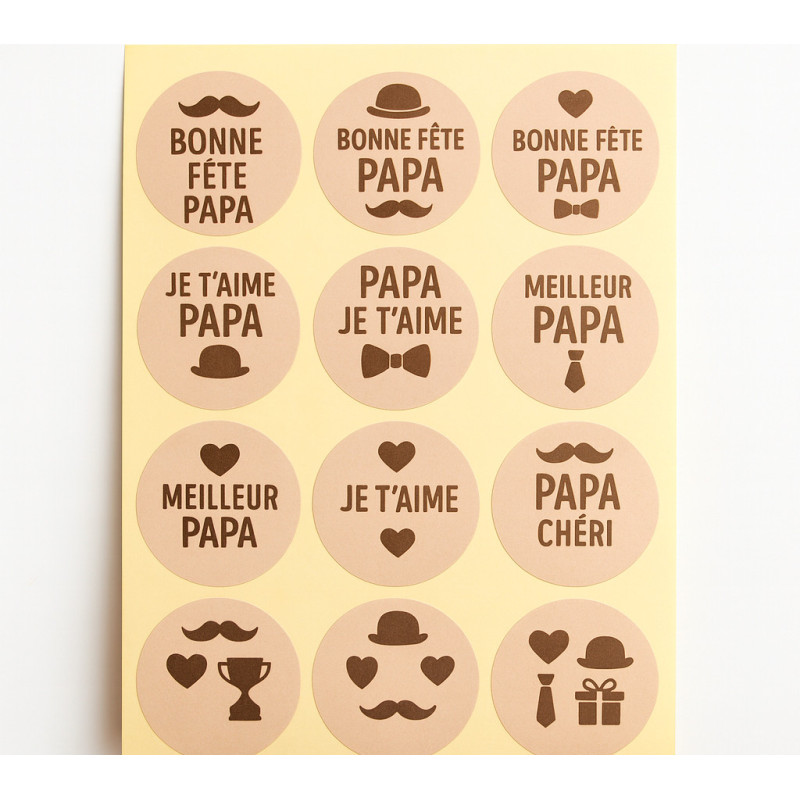 120 etiquetas redondas para regalos de 3 cm - Feliz Día del Padre