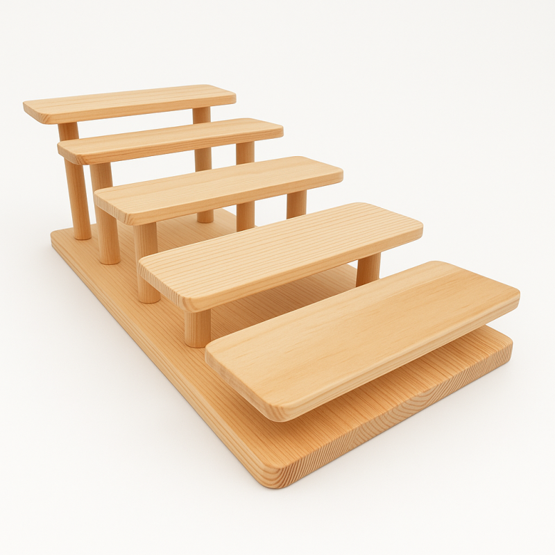 Gran soporte para gafas en forma de escalera de madera para 5 pares