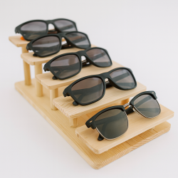 Gran soporte para gafas en forma de escalera de madera para 5 pares