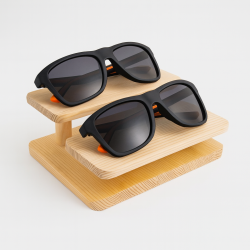 Pequeño soporte escalonado para gafas de madera, 2 pares