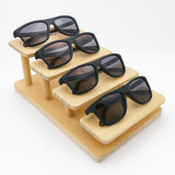 Soporte para gafas de madera en bruto con forma de escalera para 4 pares