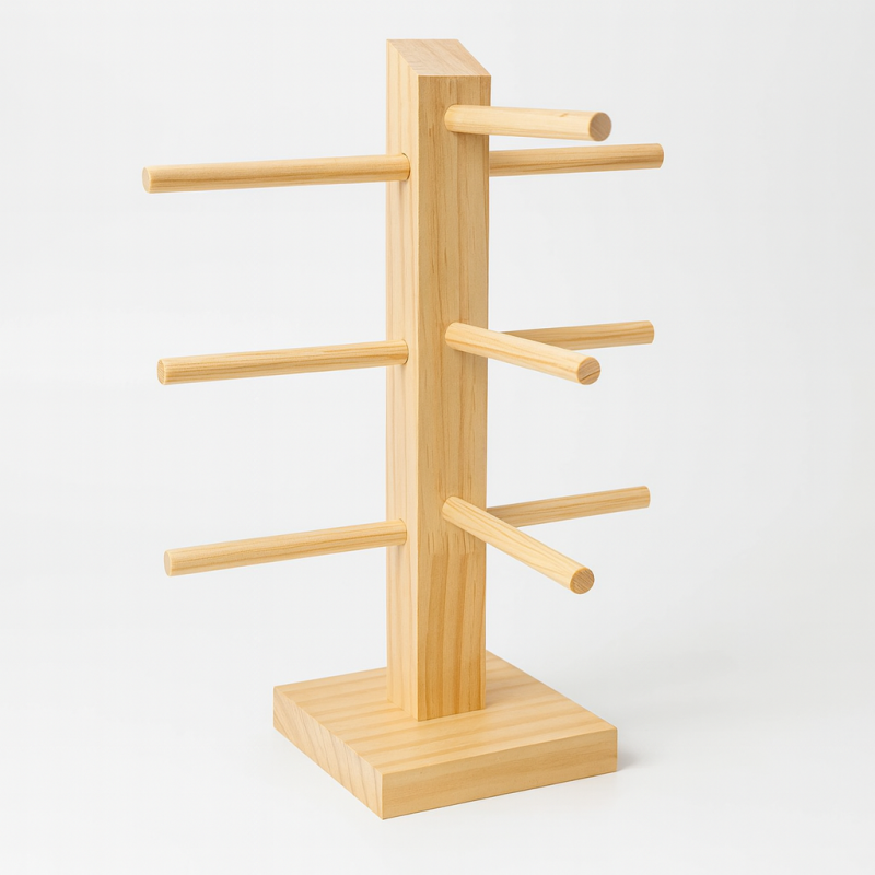 Pequeño soporte para gafas de madera en bruto para 3 pares de gafas