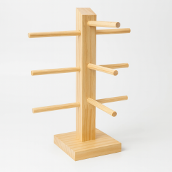 Pequeño soporte para gafas de madera en bruto para 3 pares de gafas