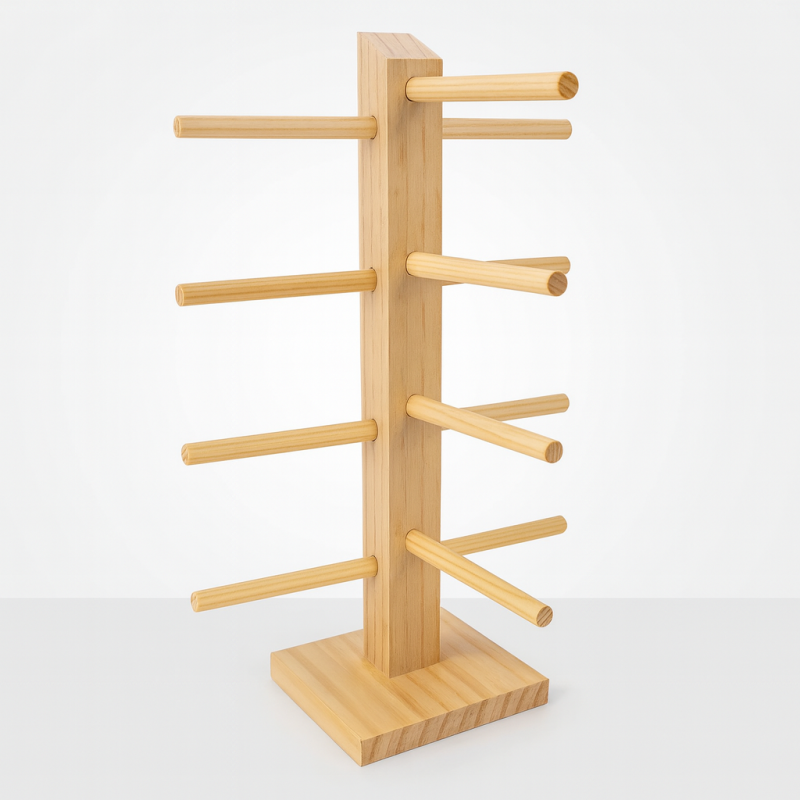 Expositor de madera en bruto para 4 pares de gafas