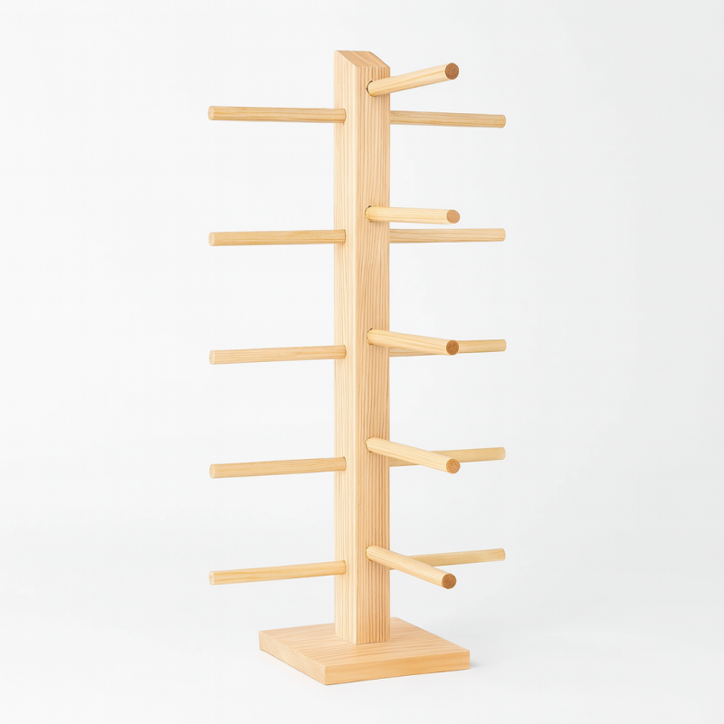 Expositor de madera en bruto para 5 pares de gafas