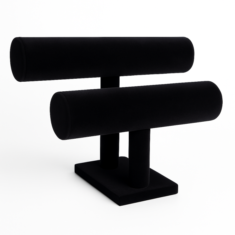 Lote de 10 expositores de pulseras de terciopelo negro para 2 pulseras