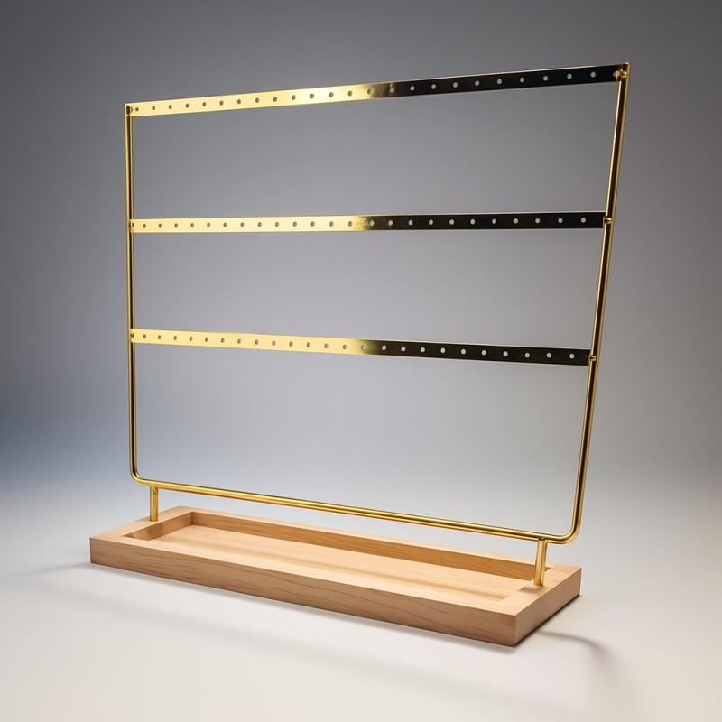 Expositor de pendientes de gran capacidad en madera y metal