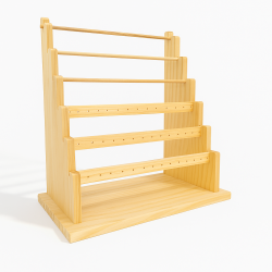 Soporte para pendientes de madera natural de 6 niveles