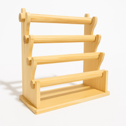 Soporte para pulseras con 4 rodillos extraíbles de madera clara natural