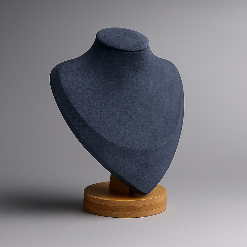 Pequeño busto de madera y ante gris antracita de 17 cm
