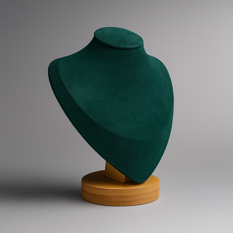 Pequeño busto de madera y ante verde esmeralda de 17 cm