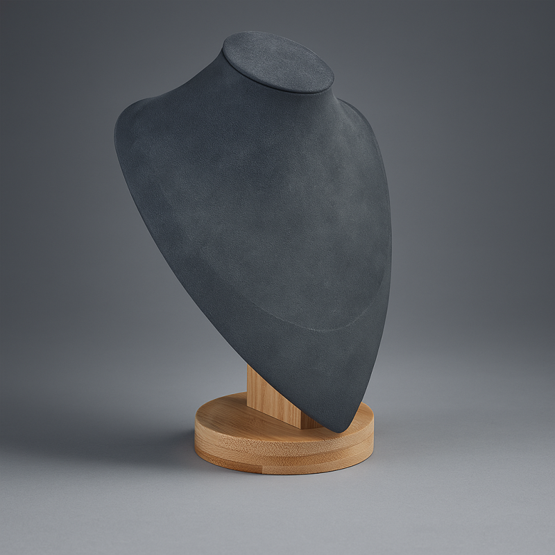 Busto de madera y ante gris antracita de 23 cm