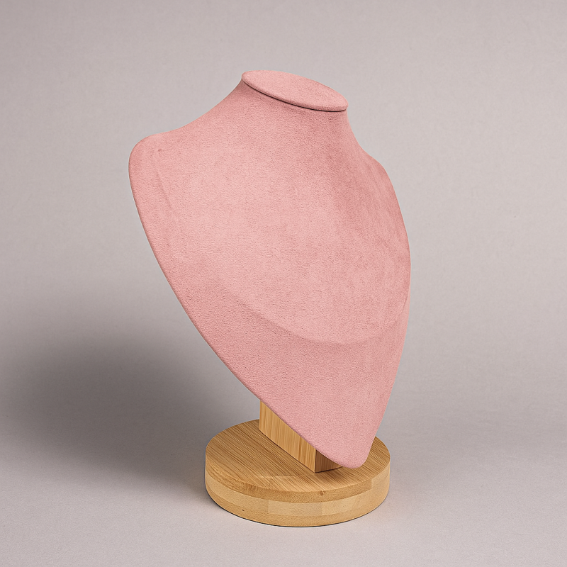 Busto de madera y ante rosa de 23 cm