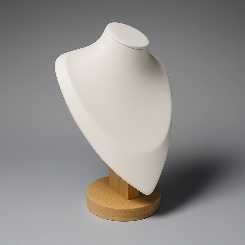 Busto de madera y símil piel blanca de 23 cm