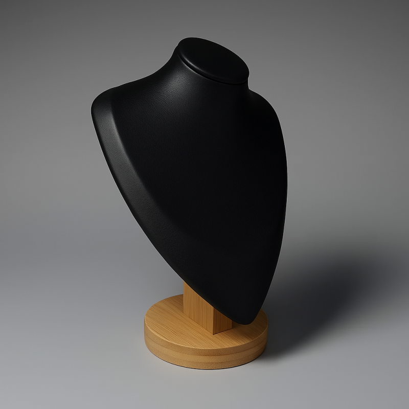 Busto de madera y símil piel negra de 23 cm