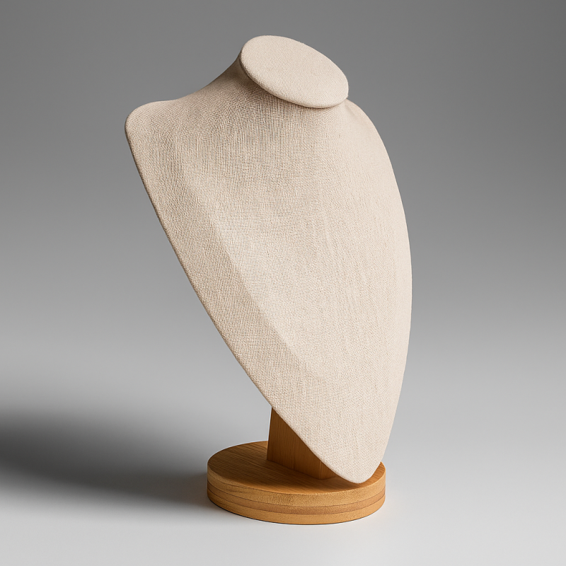 Busto grande de madera y algodón beige natural de 28 cm