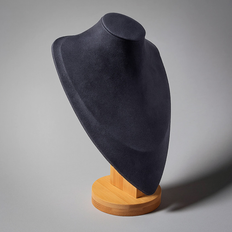 Busto grande de madera y ante gris antracita, 28 cm