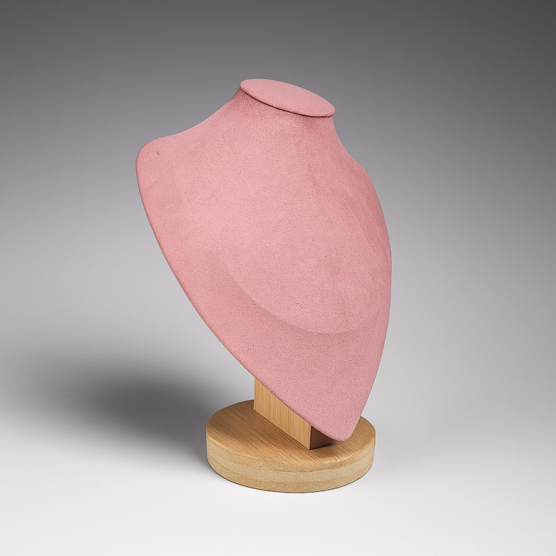 Busto grande de madera y ante rosa de 28 cm