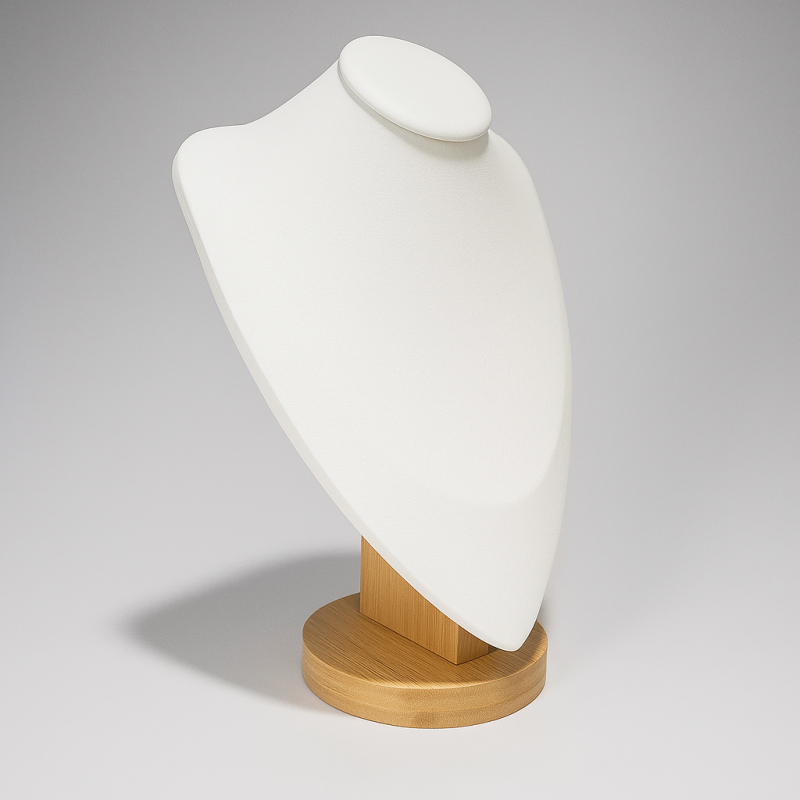 Busto grande de madera y símil piel blanco de 28 cm