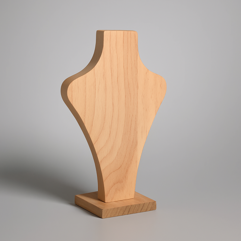 Busto recto de madera natural de 26 cm