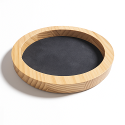 Pequeña bandeja reversible de madera de pino natural y ante sintético gris antracita