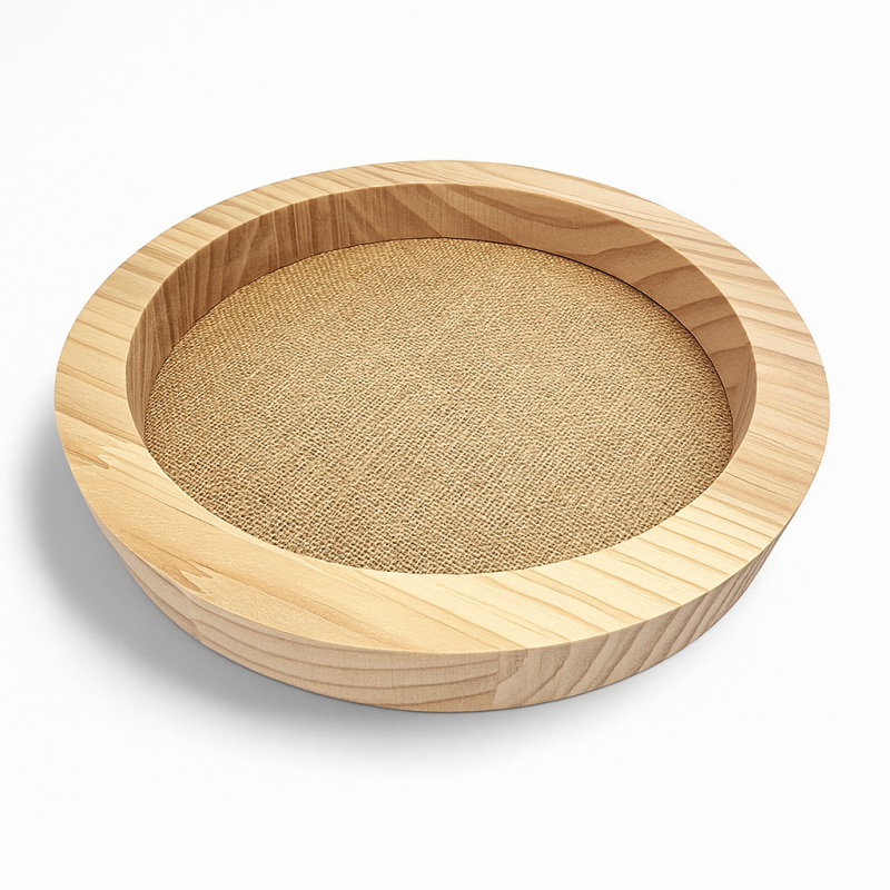 Pequeña bandeja reversible de madera de pino natural y yute