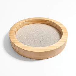 Pequeña bandeja reversible de madera de pino natural y algodón beige natural