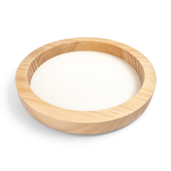 Bandeja pequeña reversible de madera natural de pino y símil piel blanca