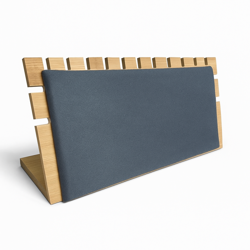 Expositor para joyas para collares de madera y ante gris antracita