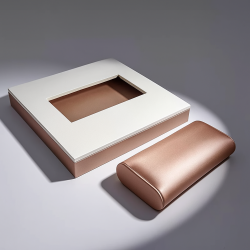 Expositor para relojes bicolor de símil piel champán y blanco