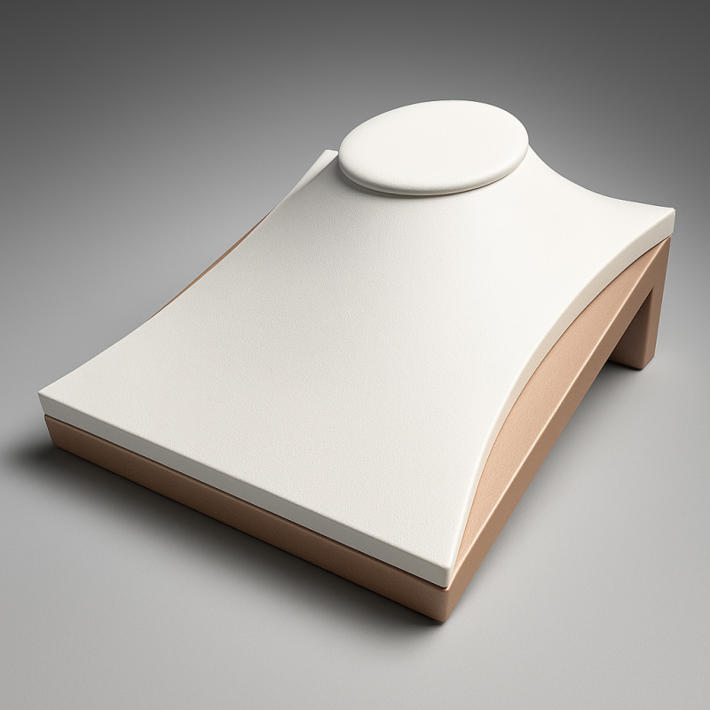 Busto plano de lujo para joyas de símil piel bicolor - Blanco