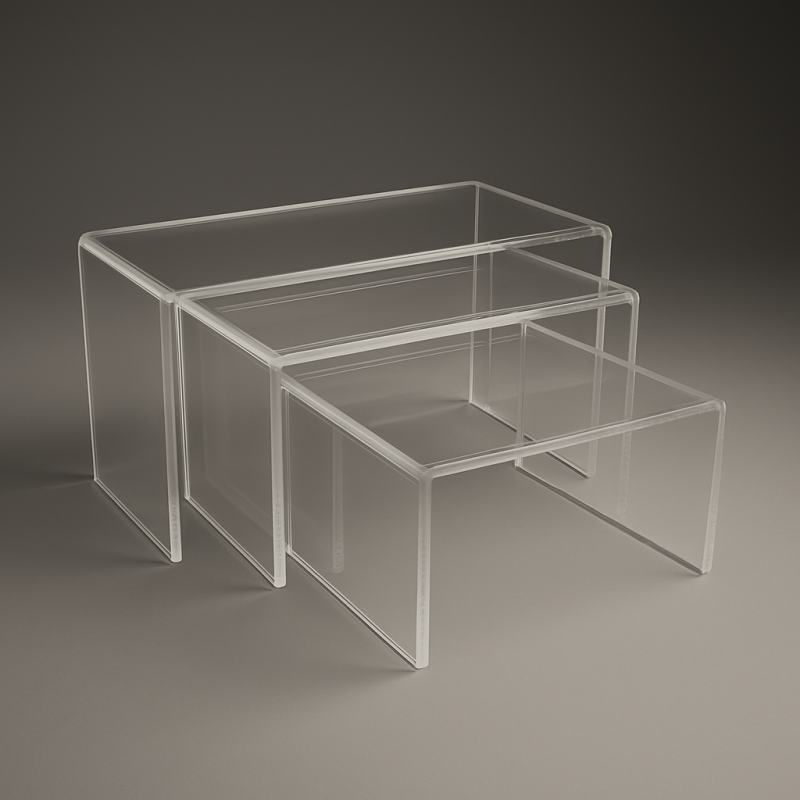 3 mesas nido transparentes de metacrilato