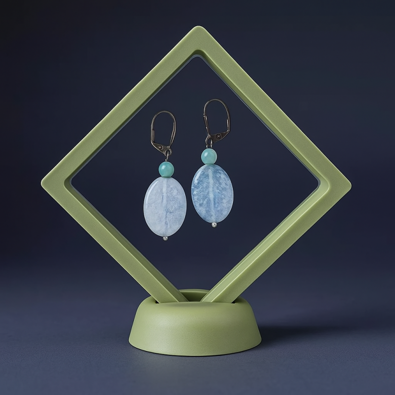 Joyero romboidal con efecto suspendido 9x9 cm - verde