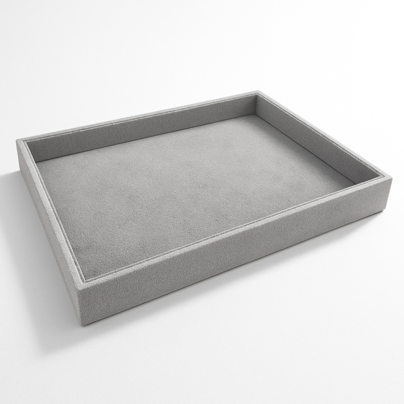 Bandeja de presentación profesional de terciopelo gris