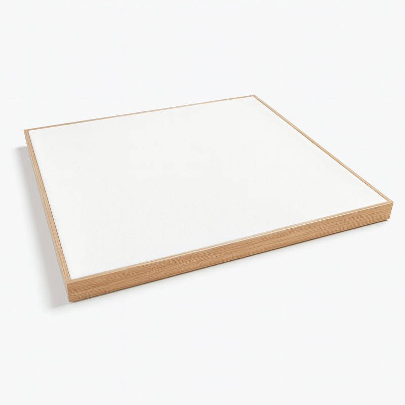 Gran bandeja desnuda de presentación para vitrina de madera y de símil piel blanco