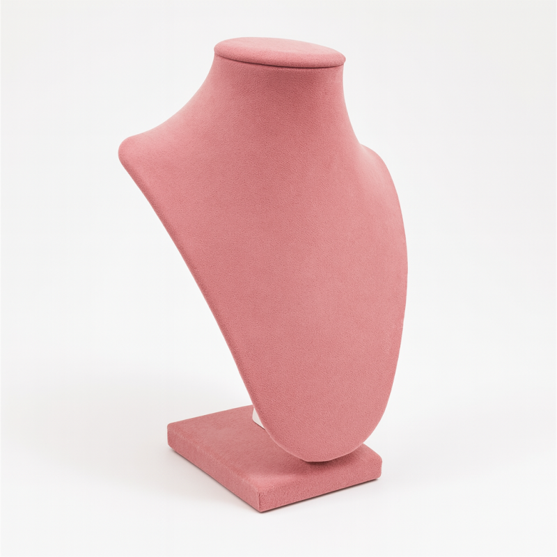 Mini busto para joyas de ante rosa para collares